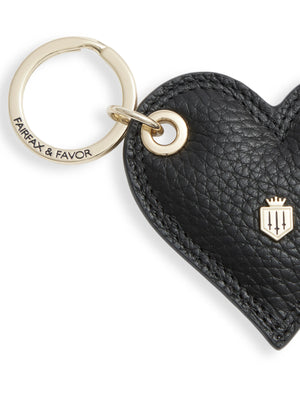 Signature Heart Key Ring - Black Pebbled Leather