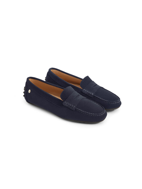 The Hemsby - Women's Driving Shoes - Navy Suede