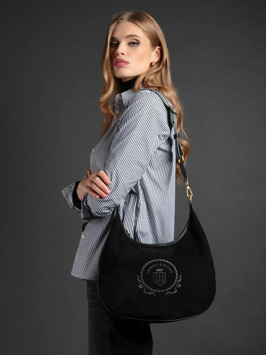 The Richmond - Women's Hobo Bag - Black Suede