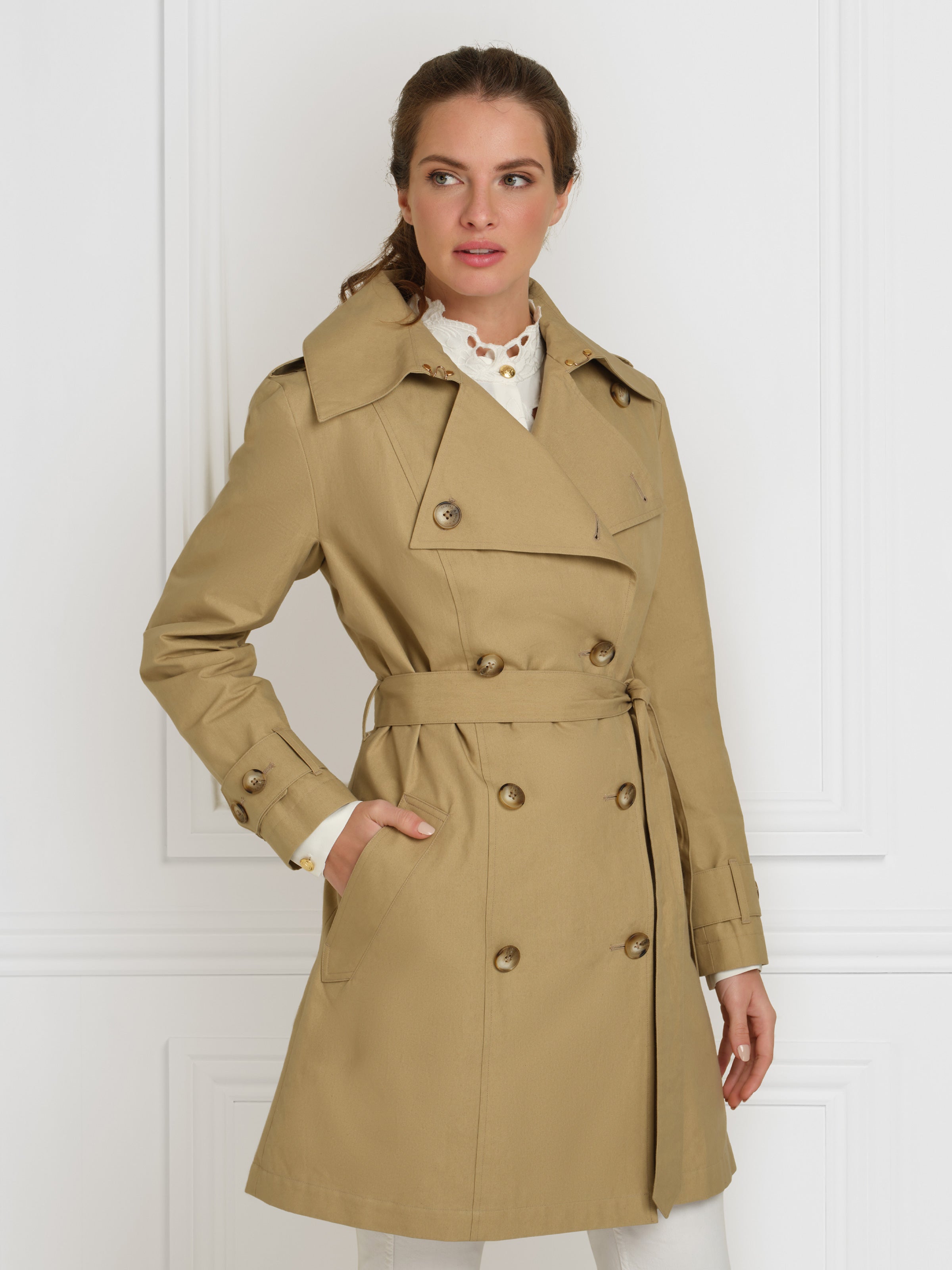 The Kitty - Women's Trench Coat - Stone Cotton | Fairfax & Favor