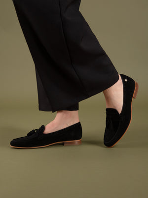 Black suede loafers womens online