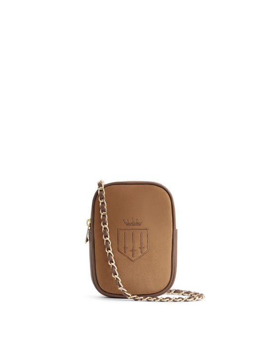 The Finsbury - Women's Mini Crossbody Bag - Tan Suede