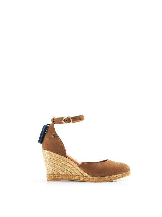 The Monaco - Women's Espadrille Wedges - Tan Suede