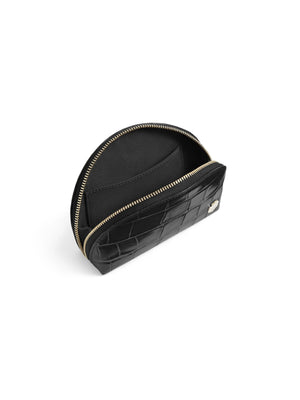 Chiltern Coin Purse - Black Croc Print Leather