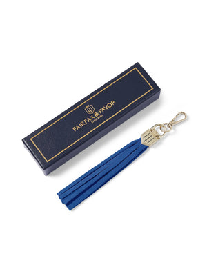 Key Ring - Handbag Tassel - Porto Blue Suede