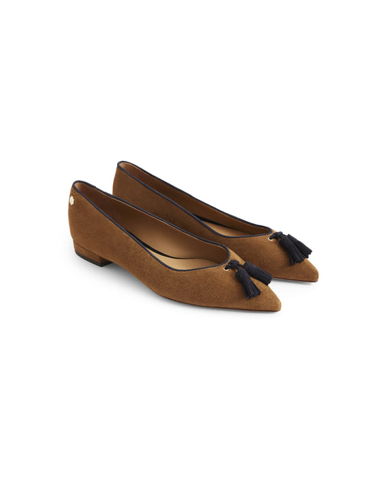 The Newbury - Women's Pumps - Tan & Navy Suede