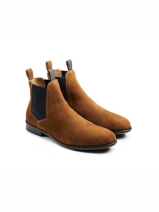 The Chelsea - Men's Ankle Boots - Cognac Suede