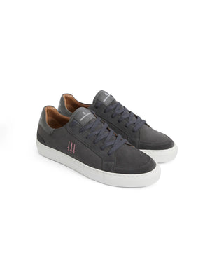 The Holbourne - Men's Trainers - Dark Grey Suede & Pink