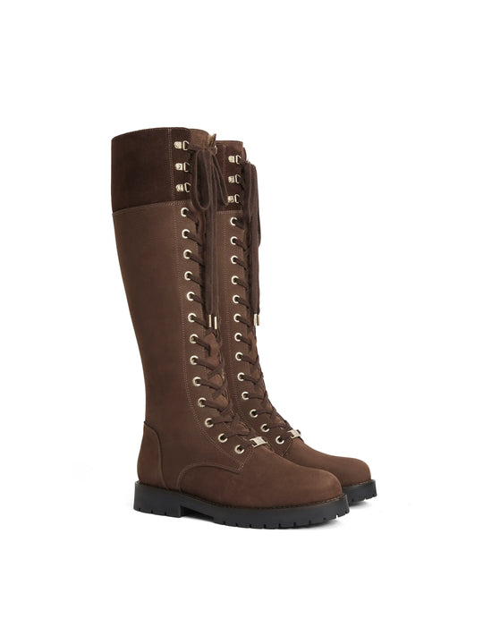 Knee High Shearling Lined Anglesey - Chocolate Nubuck