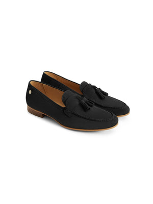 Black suede tassel loafers womens online