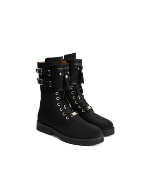 Windsor Combat Boot - Black Suede