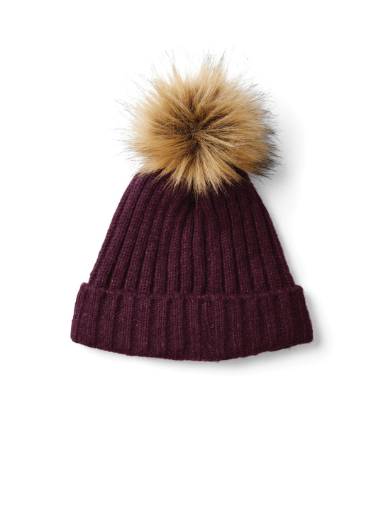 The Signature Knitted Bobble Hat - Plum