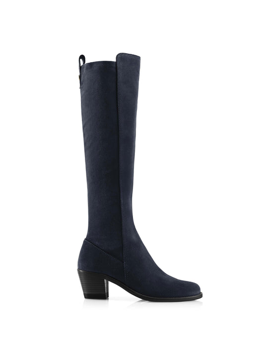 The Belgravia - Women's Heeled Tall Boots - Navy Suede