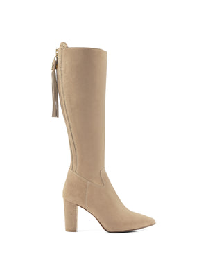 The Soho - Women's Knee-High Heeled Boots - Caramel Suede