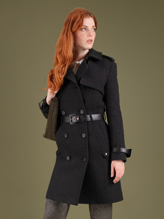 The Sophia - Women's Coat - Charcoal Wool