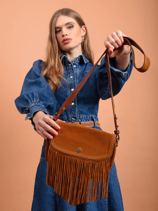 The Nashville - Women's Bag - Fringed Tan Suede