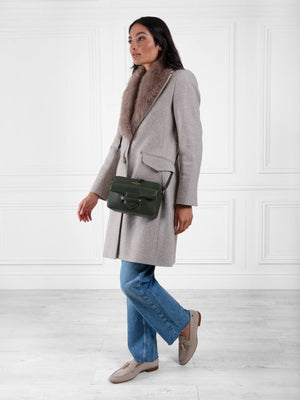 The Harriet - Women's Coat - Taupe Herringbone Wool Mix