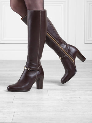 Heeled Octavia - Mahogany Leather