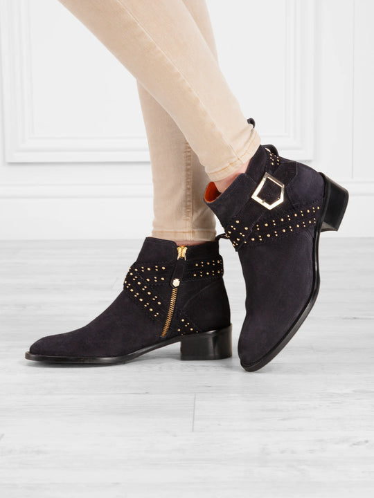 The Frimley - Women's Ankle Boots - Navy Suede