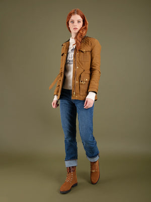 The Ivy - Women's Quilted Wax Jacket - Breen Cotton Drill