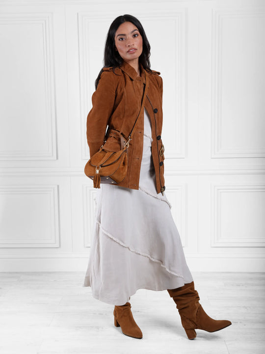 The Frances - Women's Jacket - Tan Suede