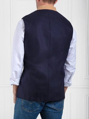 Edward Gilet - Navy Wool & Tan