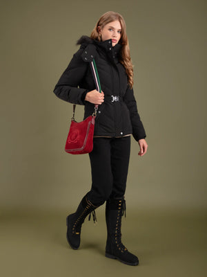 Knee High Shearling Lined Anglesey - Black Nubuck