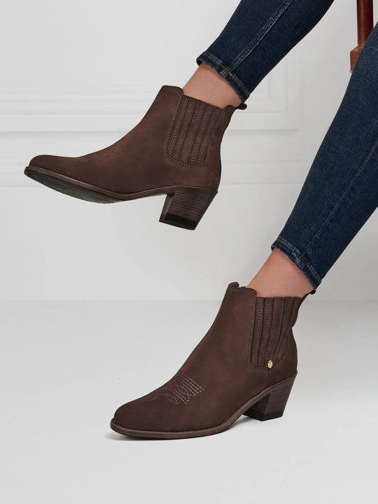 The Rockingham - Women's Heeled Ankle Boots - Chocolate Suede