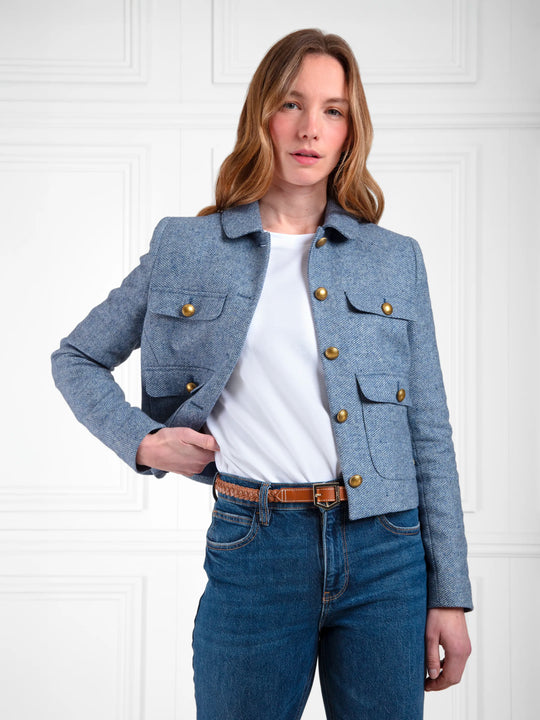 The Ottilie - Women's Boucle Jacket - Cobalt Blue