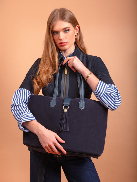 The Langham - Women's Tote - Navy Suede