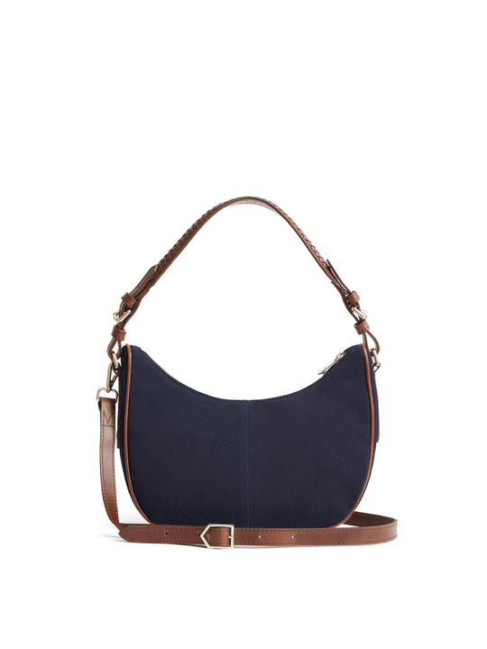 The Tetbury - Women's Crescent Bag - Navy Suede