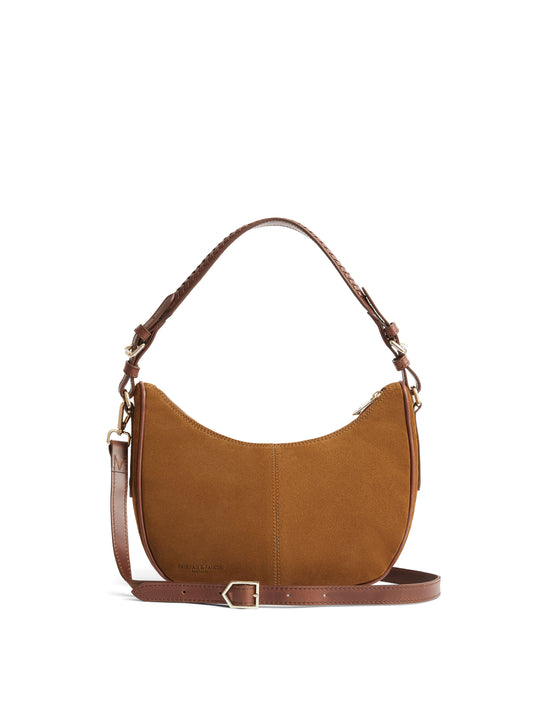 The Tetbury - Women's Crescent Bag - Tan Suede