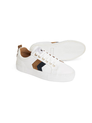 Alexandra Platform - White - Tan & Navy