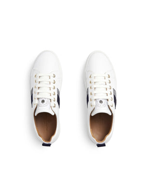 Alexandra Platform - White - Navy & Denim Suede