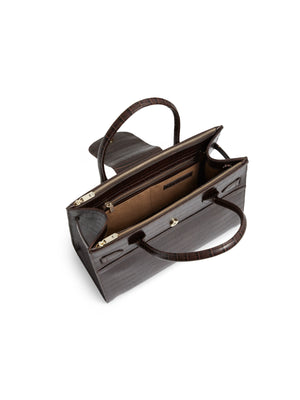 Windsor Work Bag - Mahogany Croc Leather