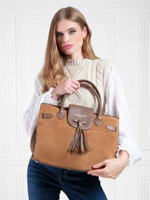 The Windsor - Women's Work Bag - Tan Suede