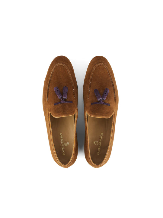 The Bedingfeld - Men's Tassel Loafers - Cognac Suede