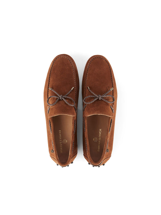 The Aston - Men's Driving Shoes - Cognac Suede