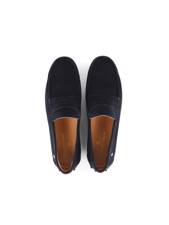 The Monte Carlo - Men's Driving Shoes - Navy Blue Suede