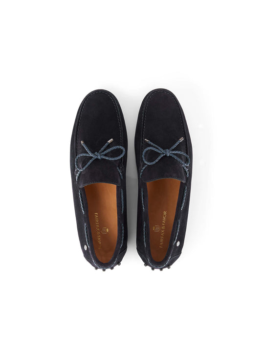 The Aston - Men's Driving Shoes - Navy Blue Suede