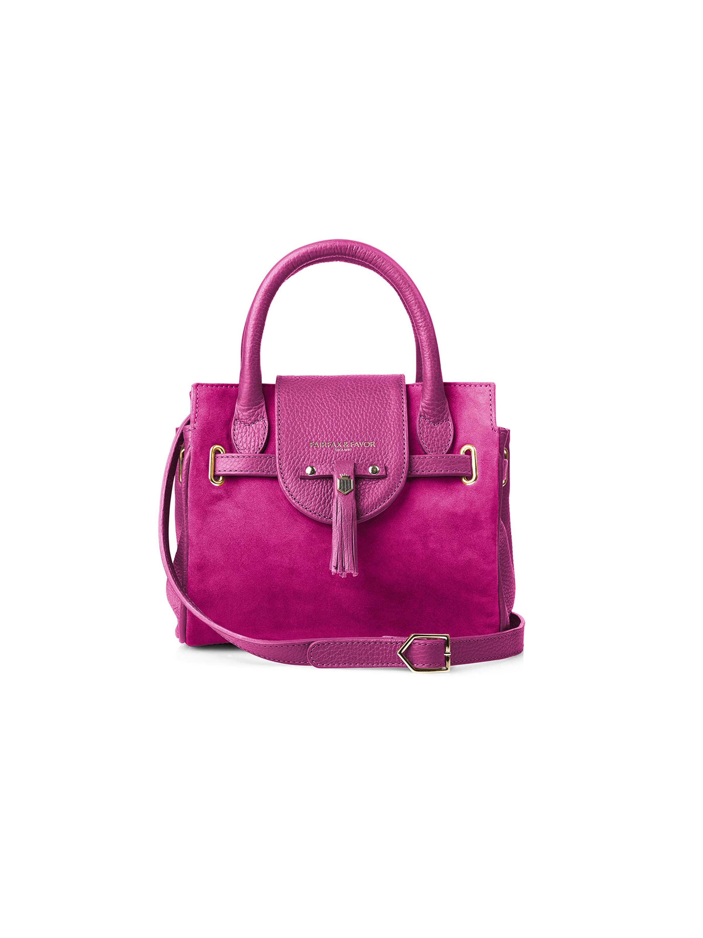 Mini Windsor - Women's Handbag - Fuchsia Suede | Fairfax & Favor