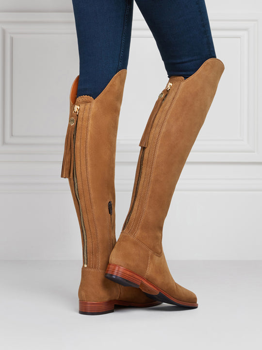 The Amira - Women's Over-the-Knee Boots - Tan Suede