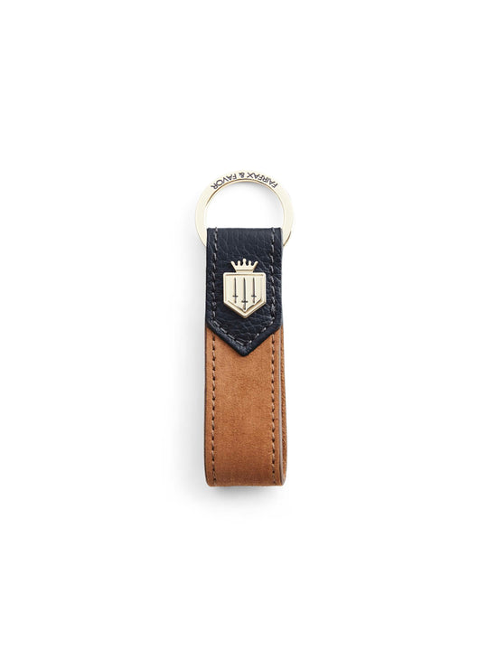 Key Ring - Key Ring - Tan & Navy Leather & Suede