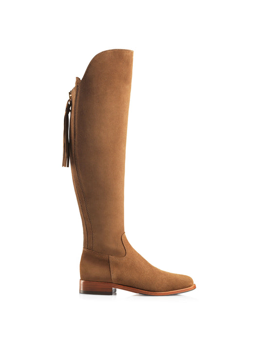 The Amira - Women's Over-the-Knee Boots - Tan Suede