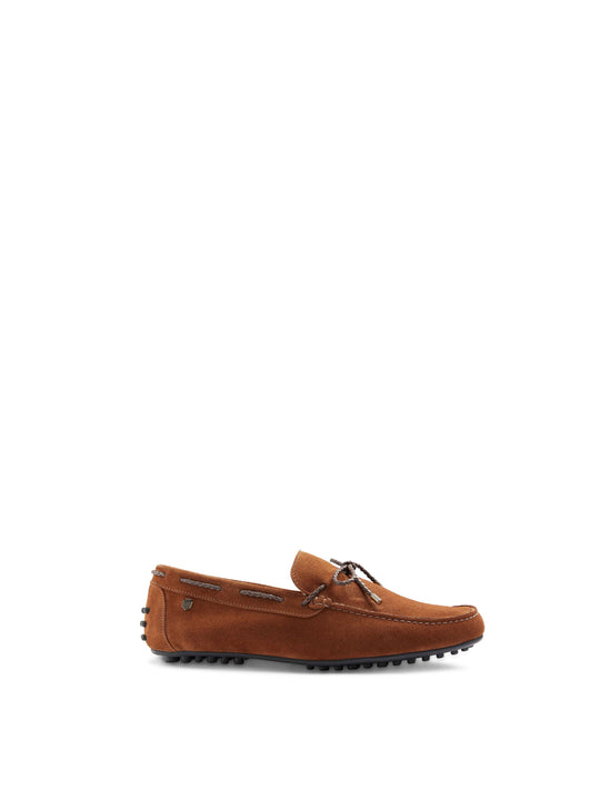 The Aston - Men's Driving Shoes - Cognac Suede