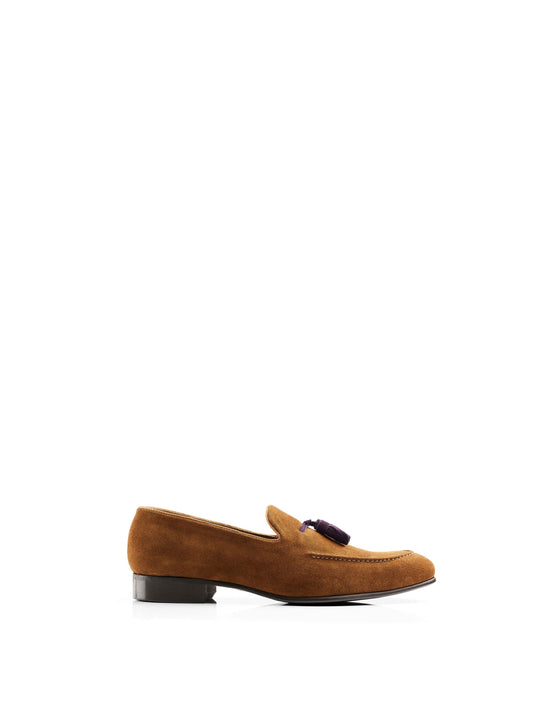 The Bedingfeld - Men's Tassel Loafers - Cognac Suede