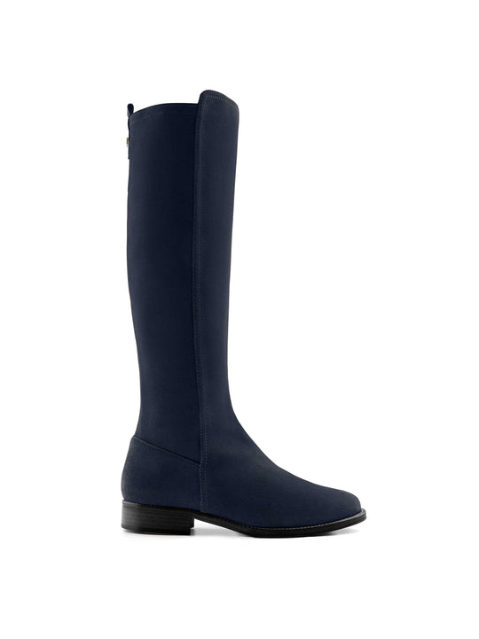 The Belgravia - Women's Flat Tall Boots - Navy Suede