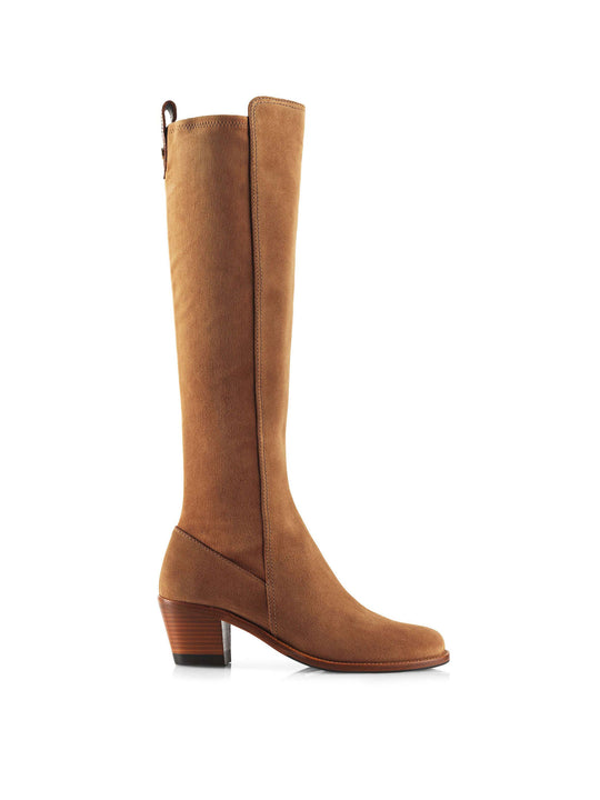 The Belgravia - Women's Heeled Tall Boots - Tan Suede