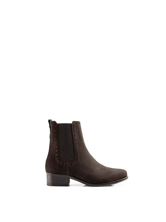 The Brogued Chelsea - Women's Ankle Boots - Chocolate Suede