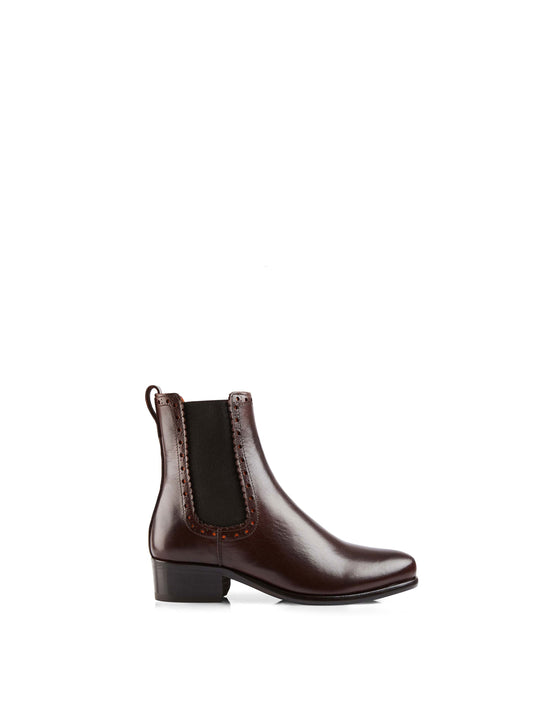 The Brogued Chelsea - Women's Ankle Boots - Mahogany Leather